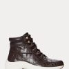 Zapatillas altas de piel con relieve Ralph Lauren Rylee para mujer en color marrón Zapatillas altas de piel con relieve Ralph Lauren Rylee para mujer en color marrón