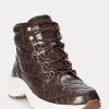 Zapatillas altas de piel con relieve Ralph Lauren Rylee para mujer en color marrón Zapatillas altas de piel con relieve Ralph Lauren Rylee para mujer en color marrón