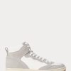 Zapatillas altas Ralph Lauren Court de piel y ante para hombre, color gris y blanco Zapatillas altas Ralph Lauren Court de piel y ante para hombre, color gris y blanco
