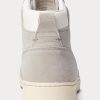 Zapatillas altas Ralph Lauren Court de piel y ante para hombre, color gris y blanco Zapatillas altas Ralph Lauren Court de piel y ante para hombre, color gris y blanco