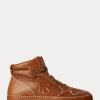 Zapatillas altas Ralph Lauren Jaemyn de piel de becerro marrón para mujer Zapatillas altas Ralph Lauren Jaemyn de piel de becerro marrón para mujer