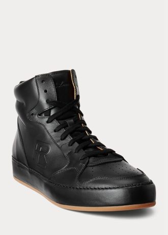 Zapatillas altas Ralph Lauren Jaemyn de piel de becerro negras para hombre Zapatillas altas Ralph Lauren Jaemyn de piel de becerro negras para hombre