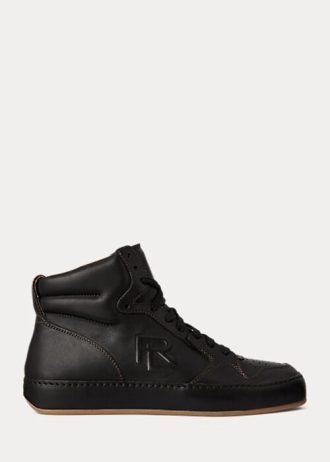 Zapatillas altas Ralph Lauren Jaemyn de piel de becerro negras para mujer
