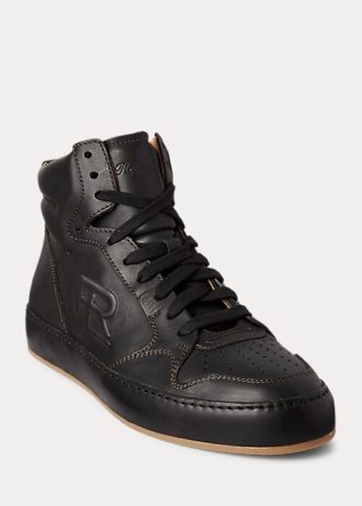 Zapatillas altas Ralph Lauren Jaemyn de piel de becerro negras para mujer