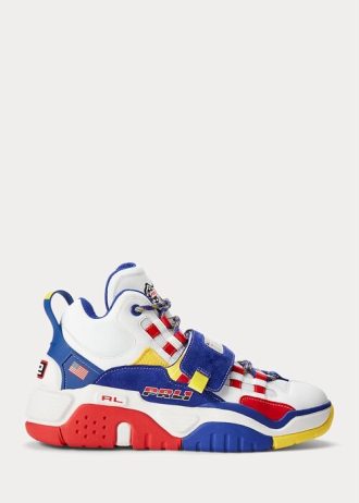 Zapatillas altas Ralph Lauren PS100 para hombre, color blanco/azul real