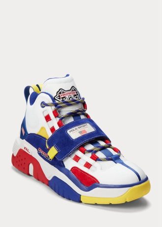 Zapatillas altas Ralph Lauren PS100 para hombre, color blanco/azul real