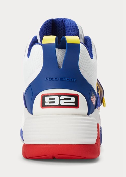 Zapatillas altas Ralph Lauren PS100 para hombre, color blanco/azul real Zapatillas altas Ralph Lauren PS100 para hombre, color blanco/azul real
