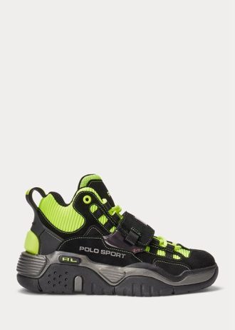 Zapatillas altas Ralph Lauren PS100 para hombre, color negro y amarillo