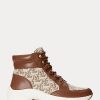 Zapatillas altas Ralph Lauren Rylee con monograma en jacquard para mujer, color marrón Zapatillas altas Ralph Lauren Rylee con monograma en jacquard para mujer, color marrón