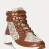 Zapatillas altas Ralph Lauren Rylee con monograma en jacquard para mujer, color marrón Zapatillas altas Ralph Lauren Rylee con monograma en jacquard para mujer, color marrón