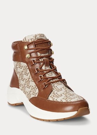 Zapatillas altas Ralph Lauren Rylee con monograma en jacquard para mujer, color marrón