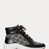 Zapatillas altas Ralph Lauren Rylee con monograma en jacquard para mujer, color negro y gris Zapatillas altas Ralph Lauren Rylee con monograma en jacquard para mujer, color negro y gris