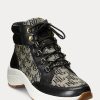 Zapatillas altas Ralph Lauren Rylee con monograma en jacquard para mujer, color negro y gris Zapatillas altas Ralph Lauren Rylee con monograma en jacquard para mujer, color negro y gris