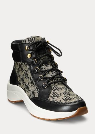 Zapatillas altas Ralph Lauren Rylee con monograma en jacquard para mujer, color negro y gris