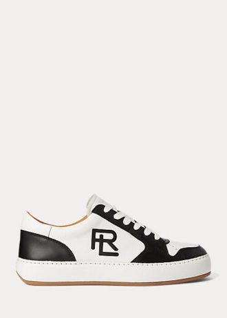 Zapatillas bajas con bloques de color Ralph Lauren Jinett para mujer, color negro y blanco
