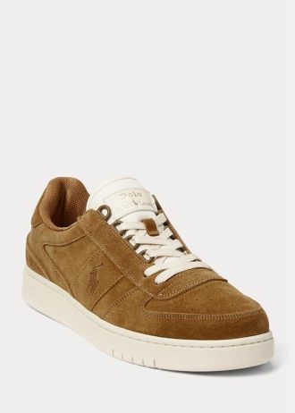 Zapatillas bajas de ante Ralph Lauren Court para hombre en color marrón