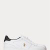 Zapatillas bajas de cuero Ralph Lauren Court para hombre, blancas y negras Zapatillas bajas de cuero Ralph Lauren Court para hombre, blancas y negras