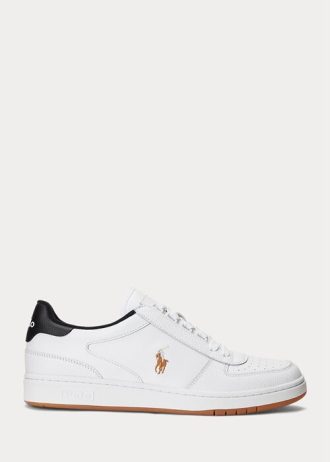Zapatillas bajas de cuero Ralph Lauren Court para hombre, blancas y negras