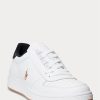 Zapatillas bajas de cuero Ralph Lauren Court para hombre, blancas y negras Zapatillas bajas de cuero Ralph Lauren Court para hombre, blancas y negras