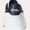 Zapatillas bajas de cuero Ralph Lauren Court para hombre, color blanco y azul marino