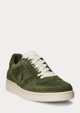 Zapatillas bajas Ralph Lauren Court de ante color oliva para hombre