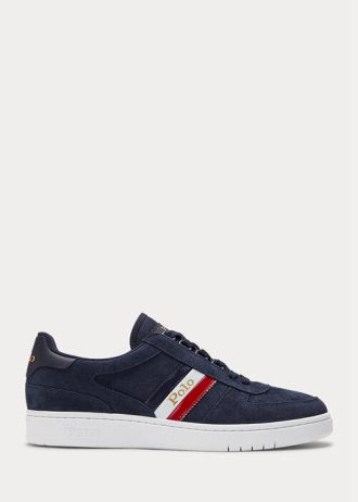 Zapatillas bajas Ralph Lauren Court de ante para hombre en color azul marino