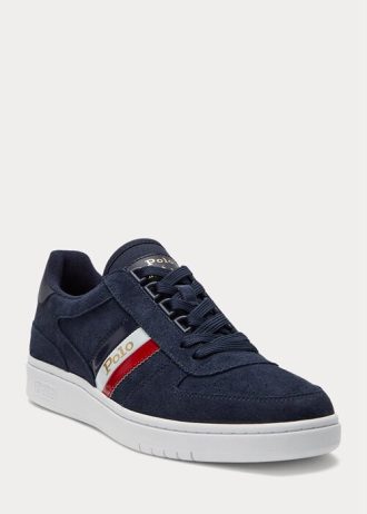 Zapatillas bajas Ralph Lauren Court de ante para hombre en color azul marino