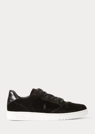 Zapatillas bajas Ralph Lauren Court Velvet para hombre, color negro