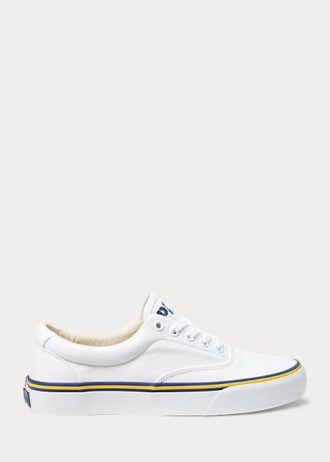 Zapatillas blancas de lona de algodón con el logotipo de Ralph Lauren para mujer