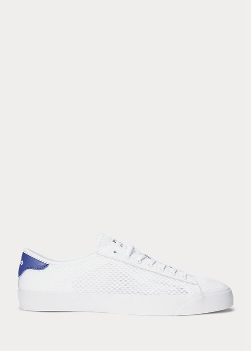 Zapatillas blancas de malla con ribete de cuero Ralph Lauren Nelson para hombre Zapatillas blancas de malla con ribete de cuero Ralph Lauren Nelson para hombre