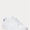 Zapatillas blancas de malla con ribete de cuero Ralph Lauren Nelson para hombre Zapatillas blancas de malla con ribete de cuero Ralph Lauren Nelson para hombre