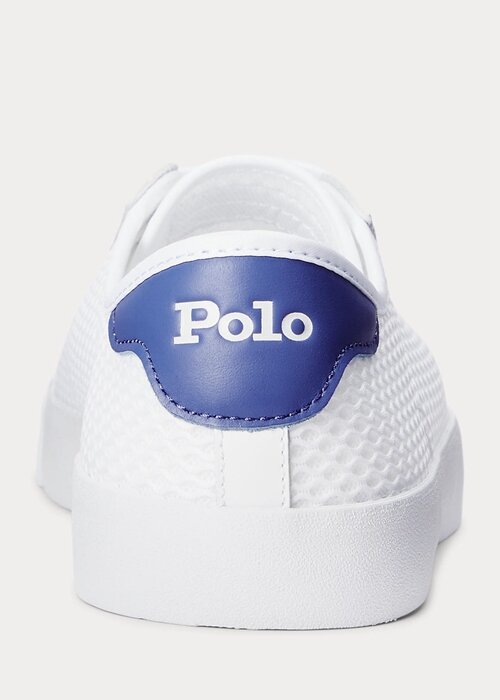 Zapatillas blancas de malla con ribete de cuero Ralph Lauren Nelson para hombre Zapatillas blancas de malla con ribete de cuero Ralph Lauren Nelson para hombre