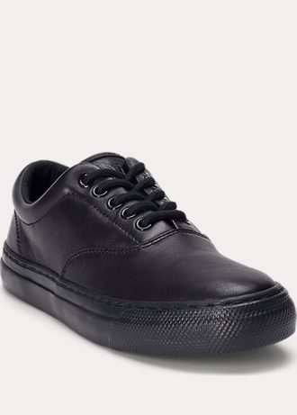 Zapatillas de cuero Ralph Lauren Bryn negras para mujer
