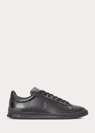 Zapatillas de cuero Ralph Lauren Heritage Court II para hombre, color negro Zapatillas de cuero Ralph Lauren Heritage Court II para hombre, color negro