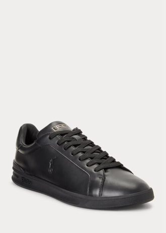 Zapatillas de cuero Ralph Lauren Heritage Court II para hombre, color negro Zapatillas de cuero Ralph Lauren Heritage Court II para hombre, color negro