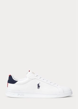 Zapatillas de cuero Ralph Lauren Heritage Court II para hombre en color blanco Zapatillas de cuero Ralph Lauren Heritage Court II para hombre en color blanco