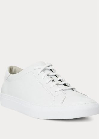 Zapatillas de cuero Ralph Lauren Jermain blancas para hombre