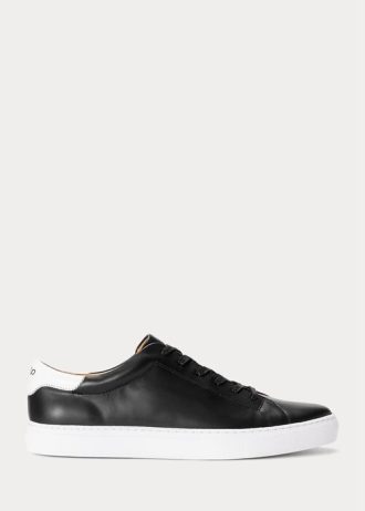 Zapatillas de cuero Ralph Lauren Jermain para hombre, color negro