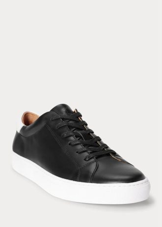 Zapatillas de cuero Ralph Lauren Jermain para hombre, color negro