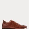 Zapatillas de cuero Ralph Lauren Train 85 para hombre, color marrón