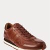 Zapatillas de cuero Ralph Lauren Train 85 para hombre, color marrón