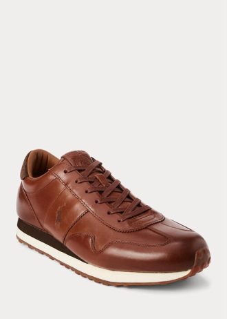 Zapatillas de cuero Ralph Lauren Train 85 para hombre, color marrón