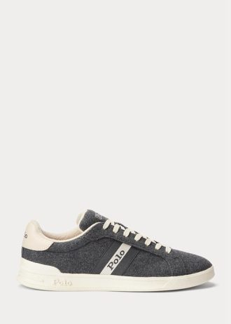 Zapatillas de franela Ralph Lauren Heritage Court II grises para hombre