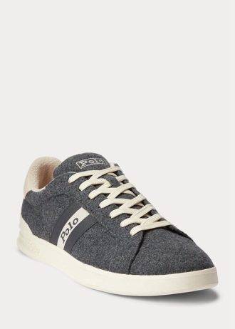 Zapatillas de franela Ralph Lauren Heritage Court II grises para hombre