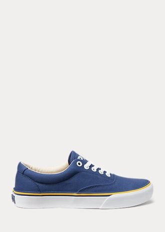 Zapatillas de lona de algodón con logotipo de Ralph Lauren para mujer en azul marino