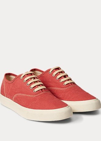 Zapatillas de lona Ralph Lauren rojas para mujer