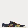 Zapatillas de sarga con parche del logotipo Ralph Lauren Nelson para hombre en azul marino