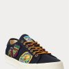 Zapatillas de sarga con parche del logotipo Ralph Lauren Nelson para hombre en azul marino