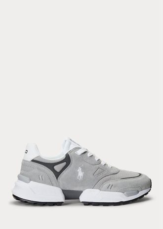 Zapatillas deportivas Ralph Lauren Jogger de ante y malla para hombre en gris Zapatillas deportivas Ralph Lauren Jogger de ante y malla para hombre en gris