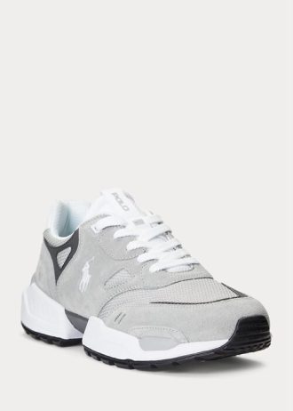 Zapatillas deportivas Ralph Lauren Jogger de ante y malla para hombre en gris Zapatillas deportivas Ralph Lauren Jogger de ante y malla para hombre en gris